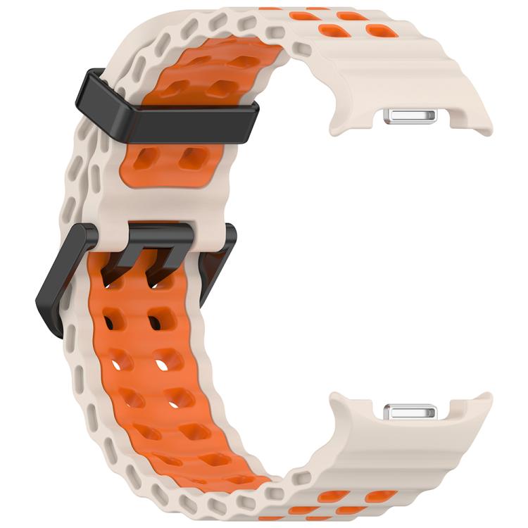For Samsung Galaxy Watch8 / Watch8 Classic Marine Dual Buckle Two Color Silicone Watch Band