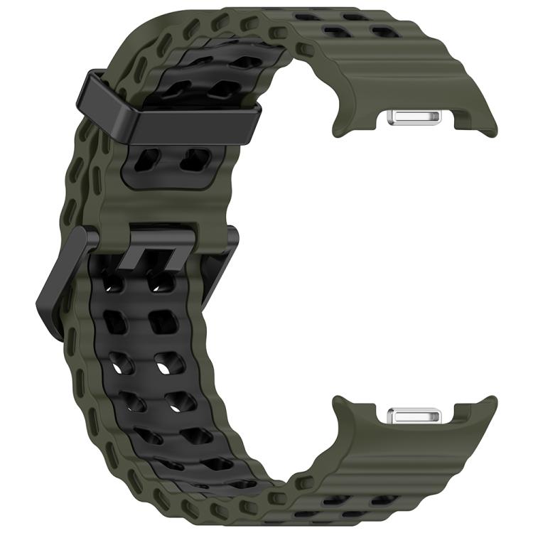 For Samsung Galaxy Watch8 / Watch8 Classic Marine Dual Buckle Two Color Silicone Watch Band