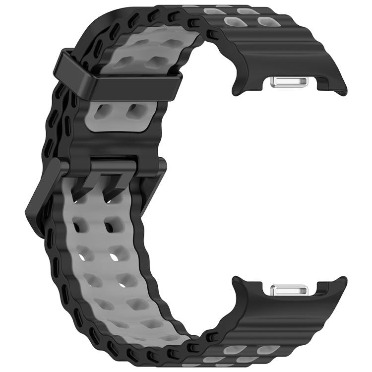 For Samsung Galaxy Watch8 / Watch8 Classic Marine Dual Buckle Two Color Silicone Watch Band