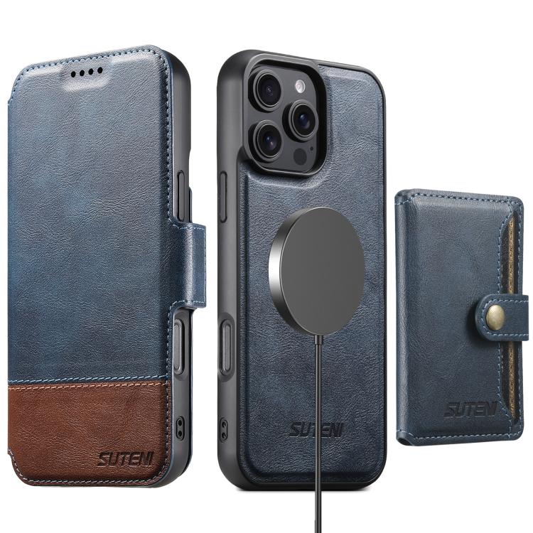 For iPhone 17 Pro Max Suteni Q06S1 3-in-1 Splicing Detachable Wallet MagSafe Leather Phone Case
