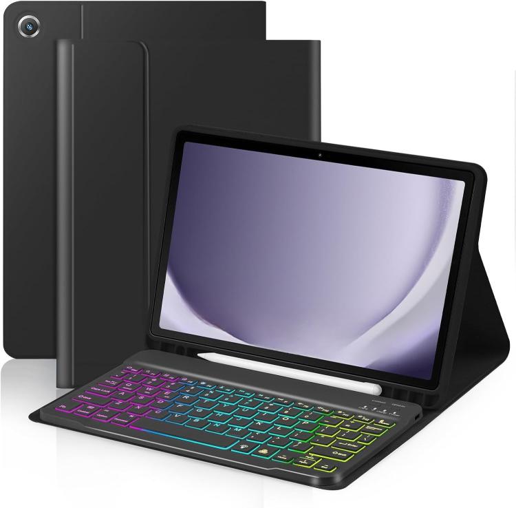 For iPad Air 11 2024 Backlit Colorful Bluetooth Keyboard Protective Leather Case