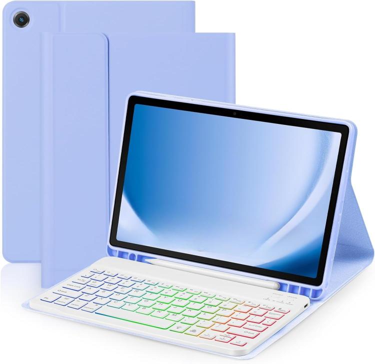 For iPad Air 11 2024 Backlit Colorful Bluetooth Keyboard Protective Leather Case