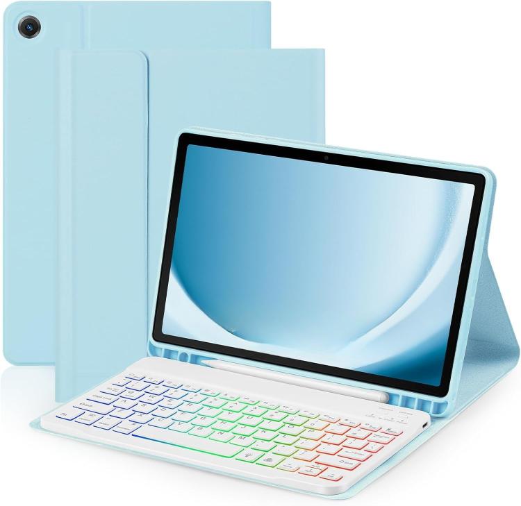 For iPad Air 11 2024 Backlit Colorful Bluetooth Keyboard Protective Leather Case