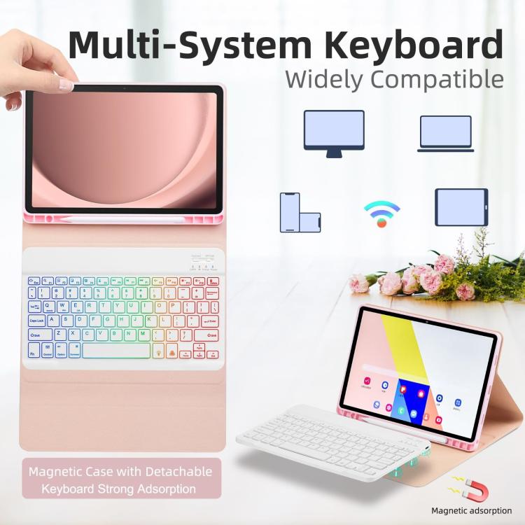 For iPad Air 11 2024 Backlit Colorful Bluetooth Keyboard Protective Leather Case