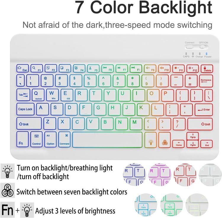 For iPad Air 11 2024 Backlit Colorful Bluetooth Keyboard Protective Leather Case