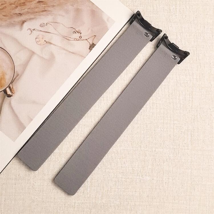 For Xiaomi Smart Band 10 / 9 / 8 Lychee Texture Soft Magnetic Silicone Watch Band