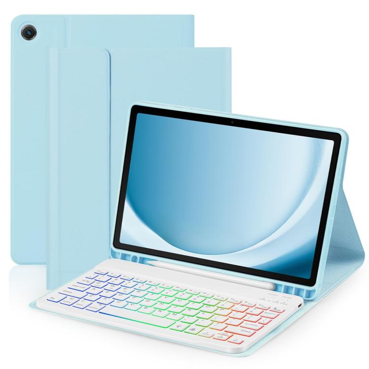For Samsung Galaxy Tab A9+ Magnetic Gradient Keyboard Silicone Full Cover Leather Case