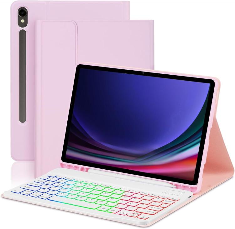For Samsung Galaxy Tab A9+ Magnetic Detachable 3-Color Gradient Backlit Keyboard Tablet Case