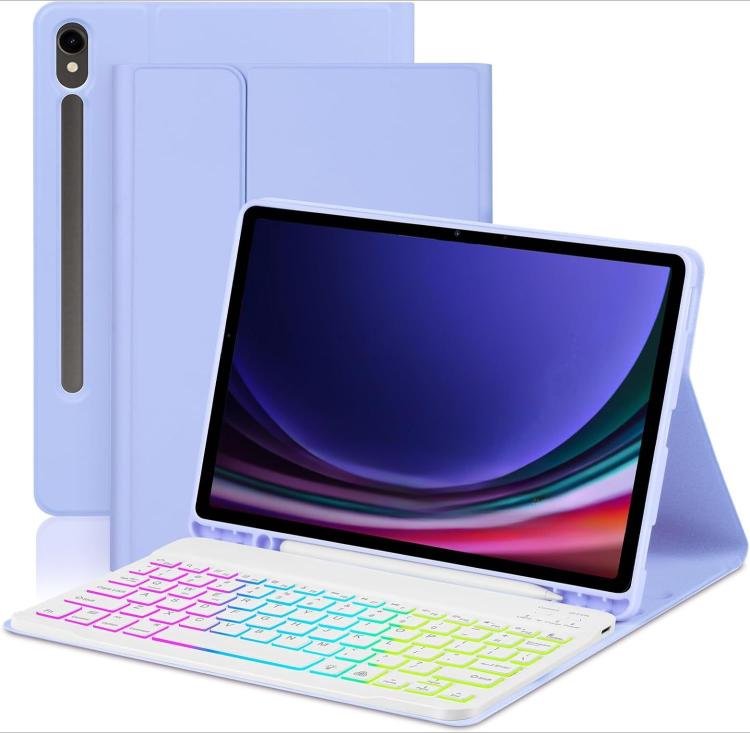 For Samsung Galaxy Tab A9+ Magnetic Detachable 3-Color Gradient Backlit Keyboard Tablet Case