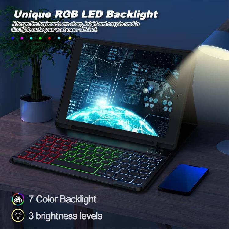 For Samsung Galaxy Tab A9+ Magnetic Detachable 3-Color Gradient Backlit Keyboard Tablet Case