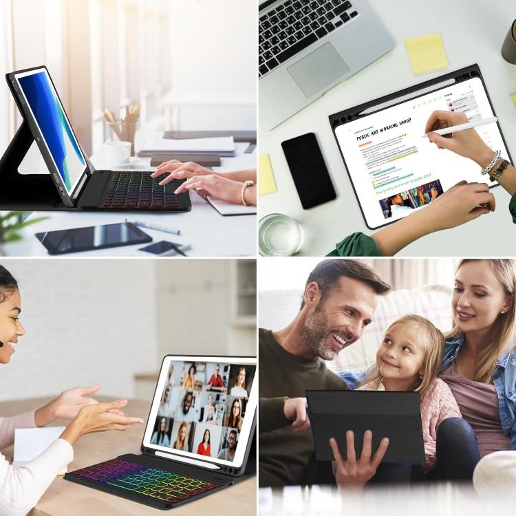 For Samsung Galaxy Tab A9+ Magnetic Detachable 3-Color Gradient Backlit Keyboard Tablet Case
