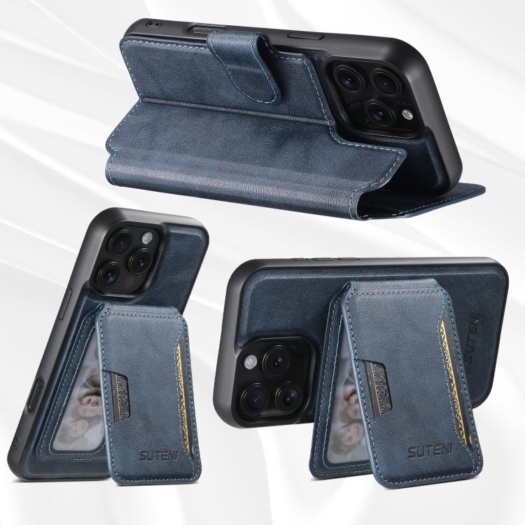 For iPhone 14 Plus Suteni Q05S3 3-in-1 Detachable Vertical Flip Wallet MagSafe Leather Phone Case