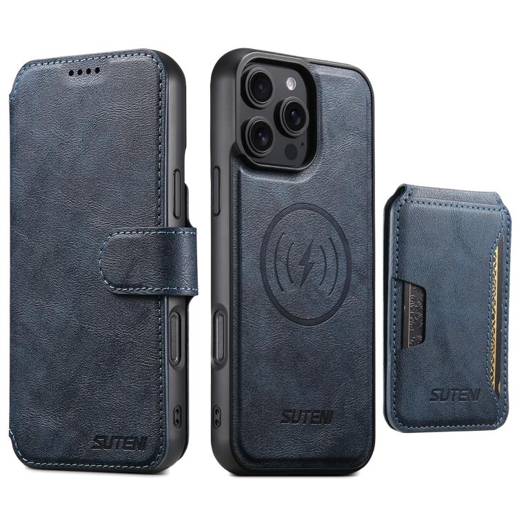 For iPhone Air Suteni Q05S3 3-in-1 Detachable Vertical Flip Wallet MagSafe Leather Phone Case