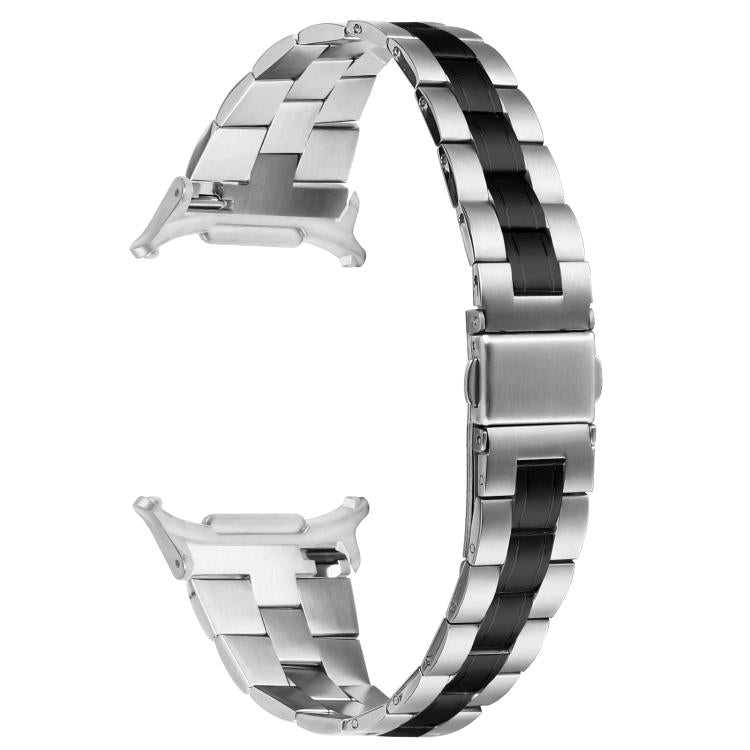 For Samsung Galaxy Watch Ultra 47mm / Ultra 2025 Three Beads Slim Stainless Steel Watch Band - Silver Black