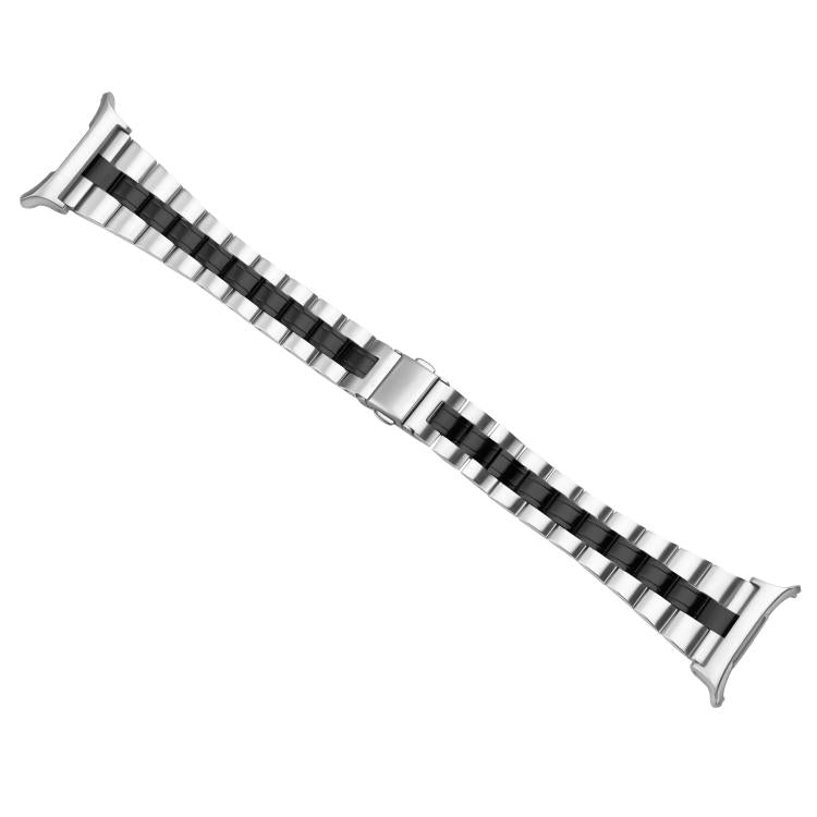 For Samsung Galaxy Watch Ultra 47mm / Ultra 2025 Three Beads Slim Stainless Steel Watch Band - Silver Black