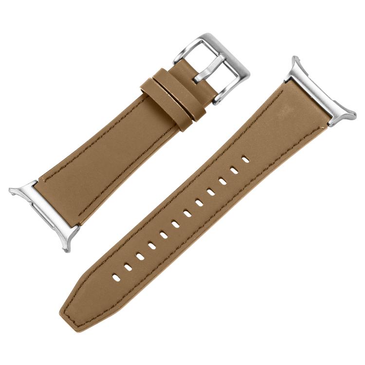 For Samsung Galaxy Watch Ultra 47mm / Ultra 2025 Silver Buckle Nappa Genuine Leather Watch Band