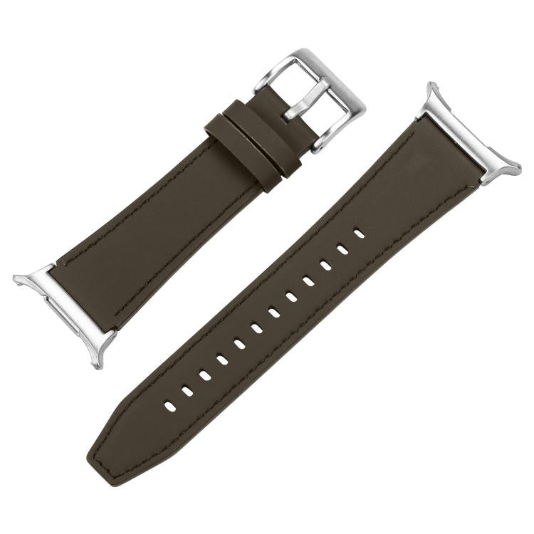 For Samsung Galaxy Watch Ultra 47mm / Ultra 2025 Silver Buckle Nappa Genuine Leather Watch Band