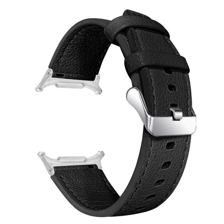 For Samsung Galaxy Watch Ultra 47mm / Ultra 2025 Dual Sides Lychee Genuine Leather Watch Band - Black