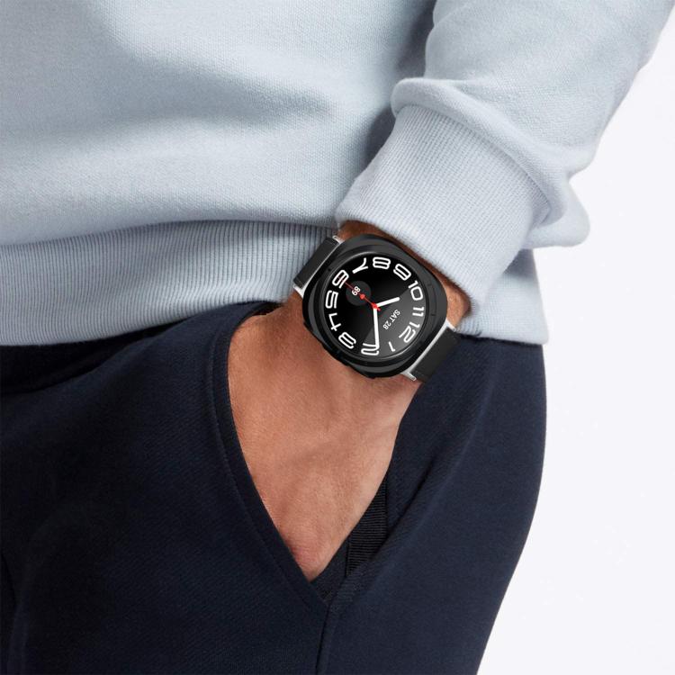 For Samsung Galaxy Watch Ultra 47mm / Ultra 2025 Dual Sides Lychee Genuine Leather Watch Band - Black