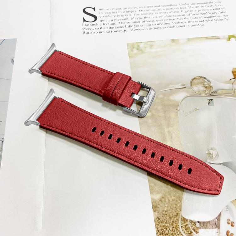 For Samsung Galaxy Watch Ultra 47mm / Ultra 2025 Dual Sides Lychee Genuine Leather Watch Band