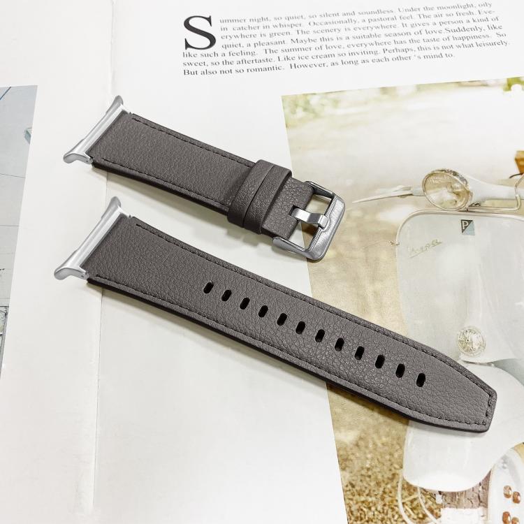 For Samsung Galaxy Watch Ultra 47mm / Ultra 2025 Dual Sides Lychee Genuine Leather Watch Band