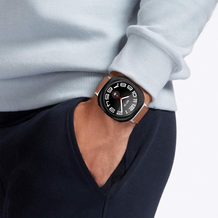 For Samsung Galaxy Watch Ultra 47mm / Ultra 2025 Dual Sides Lychee Genuine Leather Watch Band