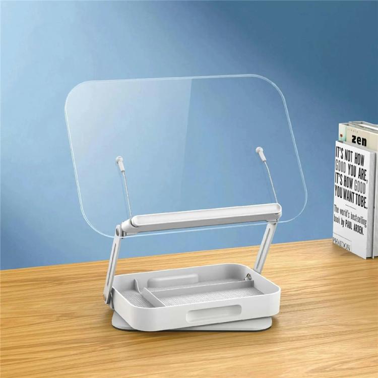 R22H Adjustable Rotating Foldable Laptop Tablet Book Holder Stand with Bottom Storage Box