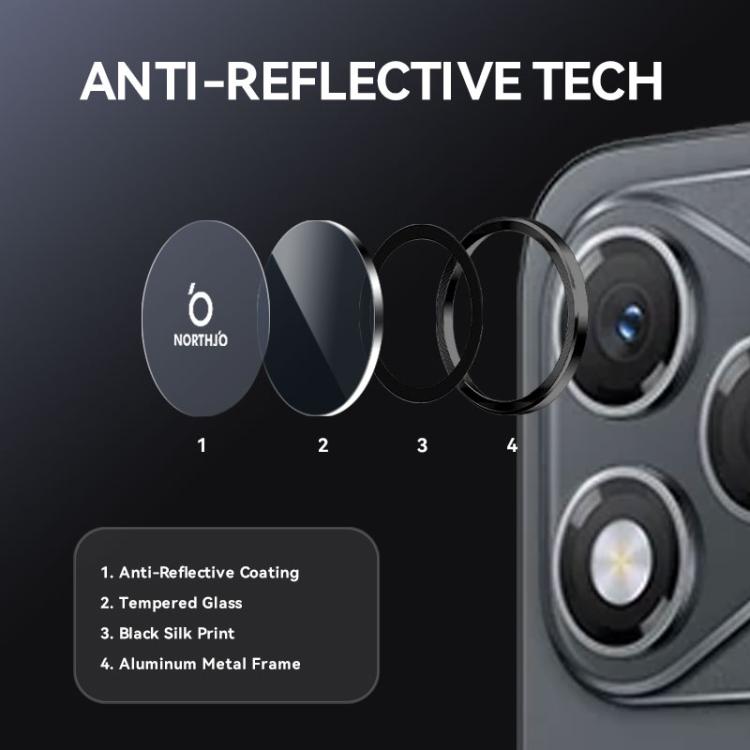 For Honor 400 Lite Global NORTHJO Camera Lens Protector CD Metal Ring Tempered Glass Film