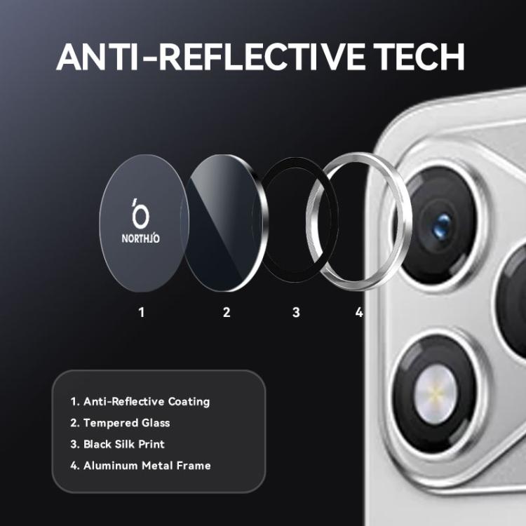 For Honor 400 Lite Global NORTHJO Camera Lens Protector CD Metal Ring Tempered Glass Film