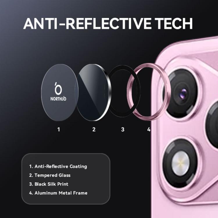 For Honor 400 Lite Global NORTHJO Camera Lens Protector CD Metal Ring Tempered Glass Film