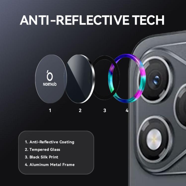 For Honor 400 Lite Global NORTHJO Camera Lens Protector CD Metal Ring Tempered Glass Film