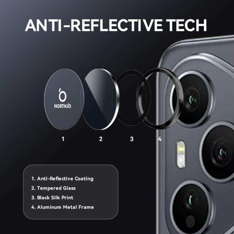 For Honor 400 Pro Global 160.8mm NORTHJO Camera Lens Protector CD Metal Ring Tempered Glass Film