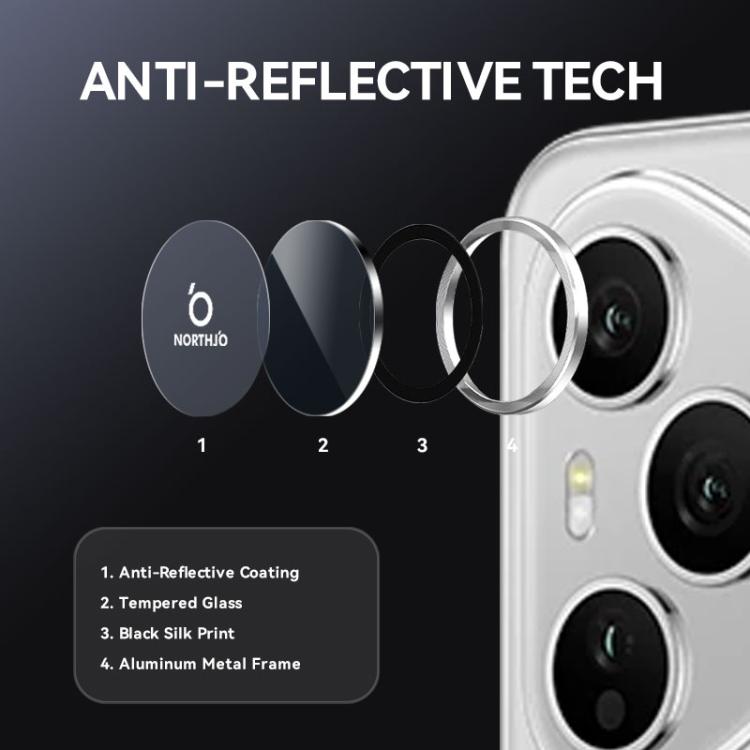 For Honor 400 Pro Global 160.8mm NORTHJO Camera Lens Protector CD Metal Ring Tempered Glass Film