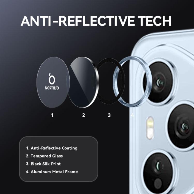 For Honor 400 Pro Global 160.8mm NORTHJO Camera Lens Protector CD Metal Ring Tempered Glass Film