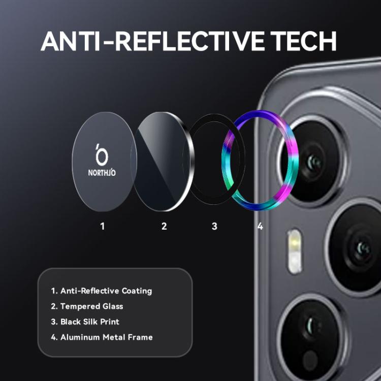 For Honor 400 Pro Global 160.8mm NORTHJO Camera Lens Protector CD Metal Ring Tempered Glass Film