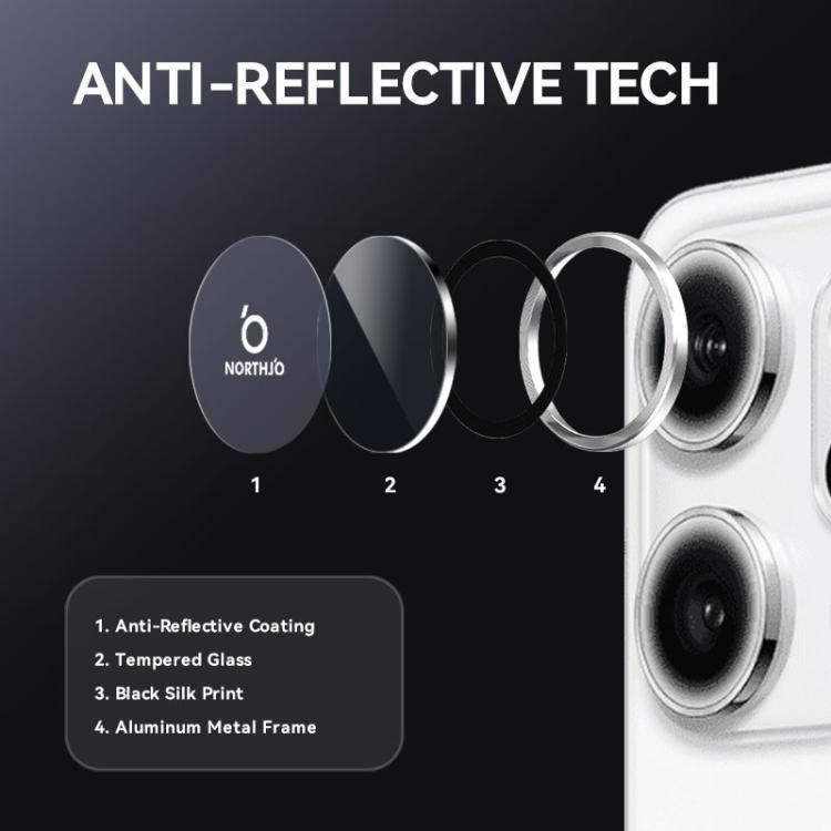For OPPO Reno14 Pro Global NORTHJO Camera Lens Protector CD Metal Ring Tempered Glass Film