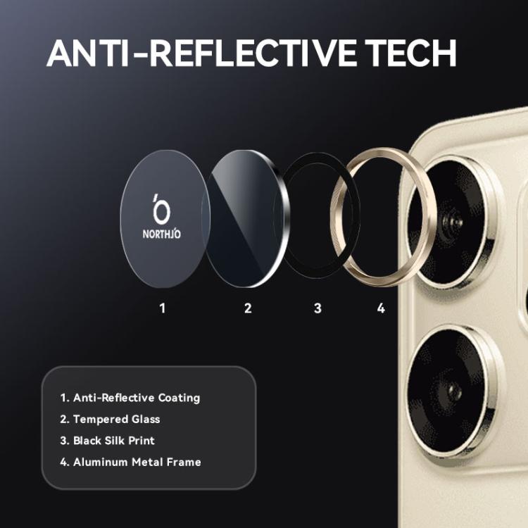 For OPPO Reno14 F 5G NORTHJO Camera Lens Protector CD Metal Ring Tempered Glass Film