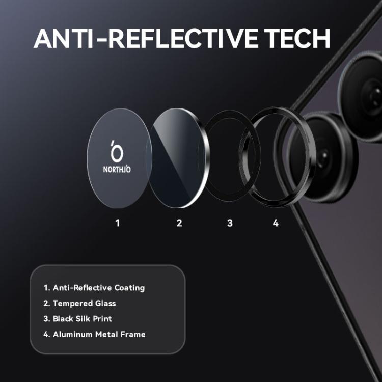 For Samsung Galaxy Z Flip7 5G NORTHJO Camera Lens Protector CD Metal Ring Tempered Glass Film