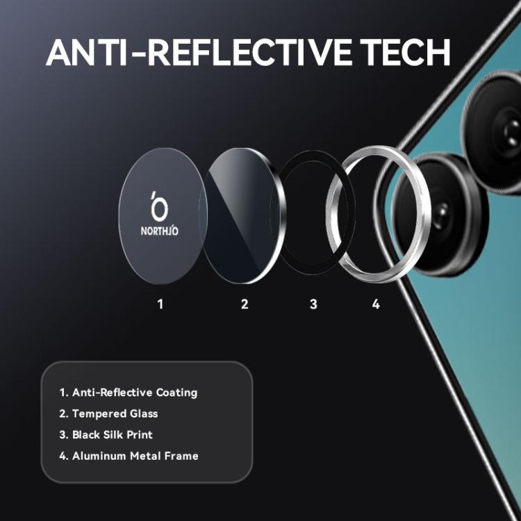 For Samsung Galaxy Z Flip7 5G NORTHJO Camera Lens Protector CD Metal Ring Tempered Glass Film