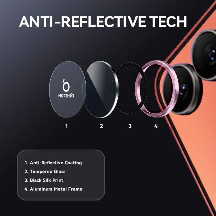 For Samsung Galaxy Z Flip7 5G NORTHJO Camera Lens Protector CD Metal Ring Tempered Glass Film