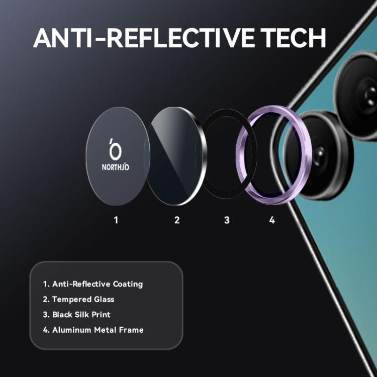 For Samsung Galaxy Z Flip7 5G NORTHJO Camera Lens Protector CD Metal Ring Tempered Glass Film