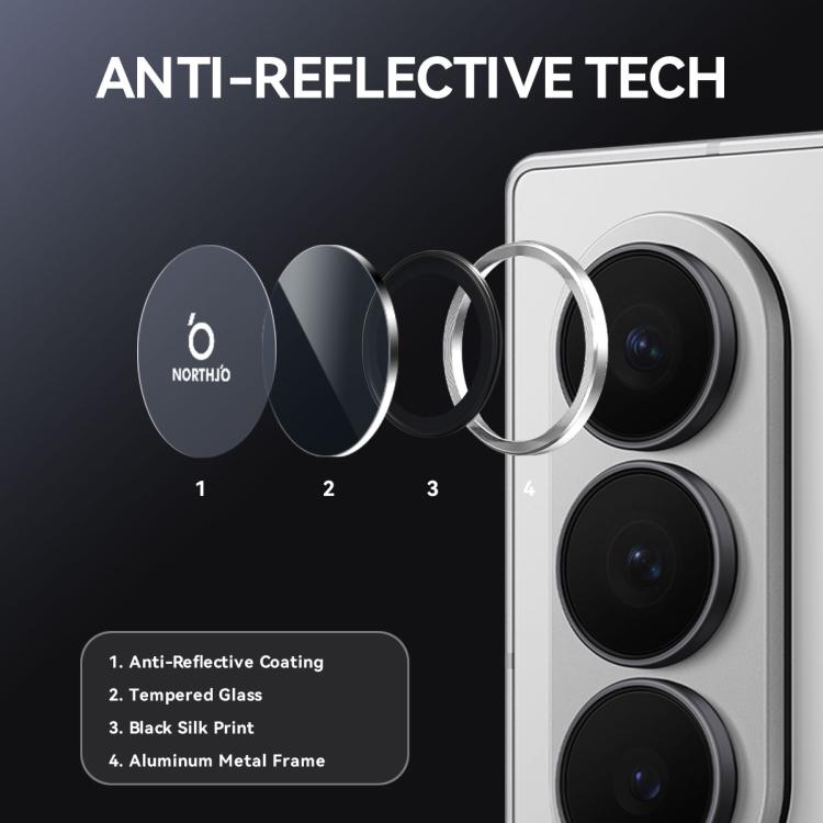 For Samsung Galaxy Z Fold7 5G NORTHJO Camera Lens Protector CD Metal Ring Tempered Glass Film