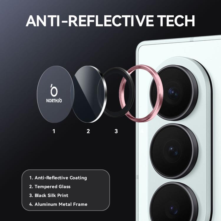For Samsung Galaxy Z Fold7 5G NORTHJO Camera Lens Protector CD Metal Ring Tempered Glass Film