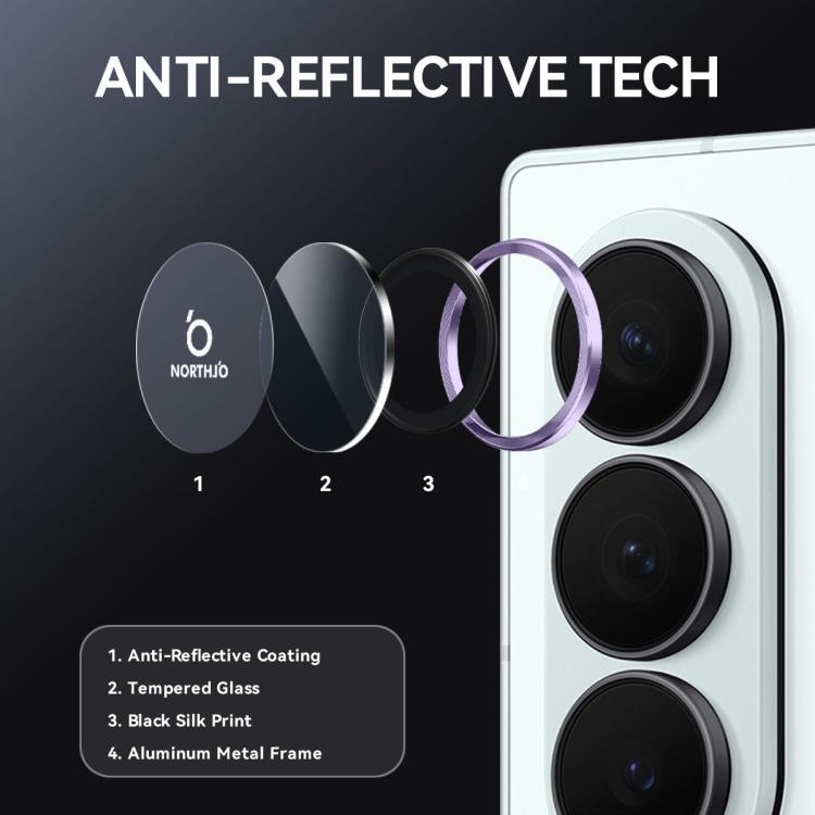 For Samsung Galaxy Z Fold7 5G NORTHJO Camera Lens Protector CD Metal Ring Tempered Glass Film