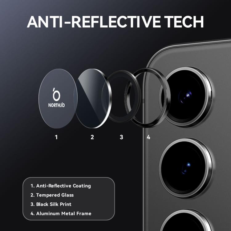 For Samsung Galaxy S25 FE 5G NORTHJO Camera Lens Protector CD Metal Ring Tempered Glass Film