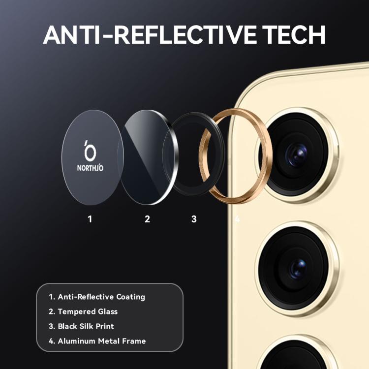 For Samsung Galaxy S25 FE 5G NORTHJO Camera Lens Protector CD Metal Ring Tempered Glass Film