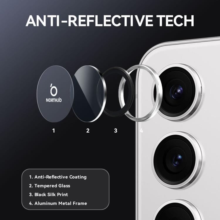 For Samsung Galaxy S25 FE 5G NORTHJO Camera Lens Protector CD Metal Ring Tempered Glass Film
