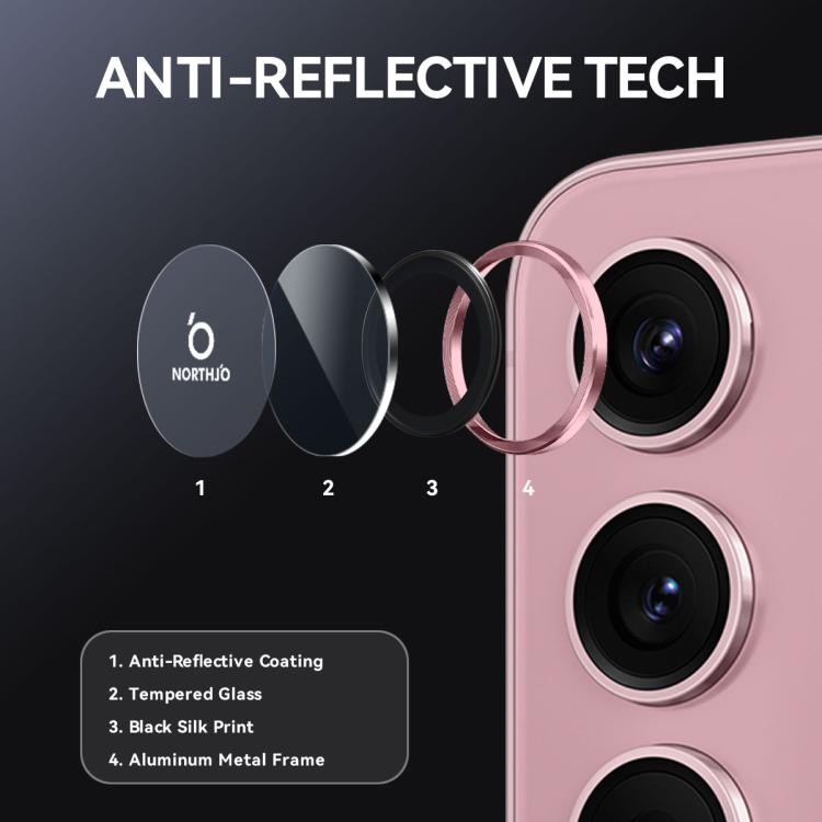 For Samsung Galaxy S25 FE 5G NORTHJO Camera Lens Protector CD Metal Ring Tempered Glass Film