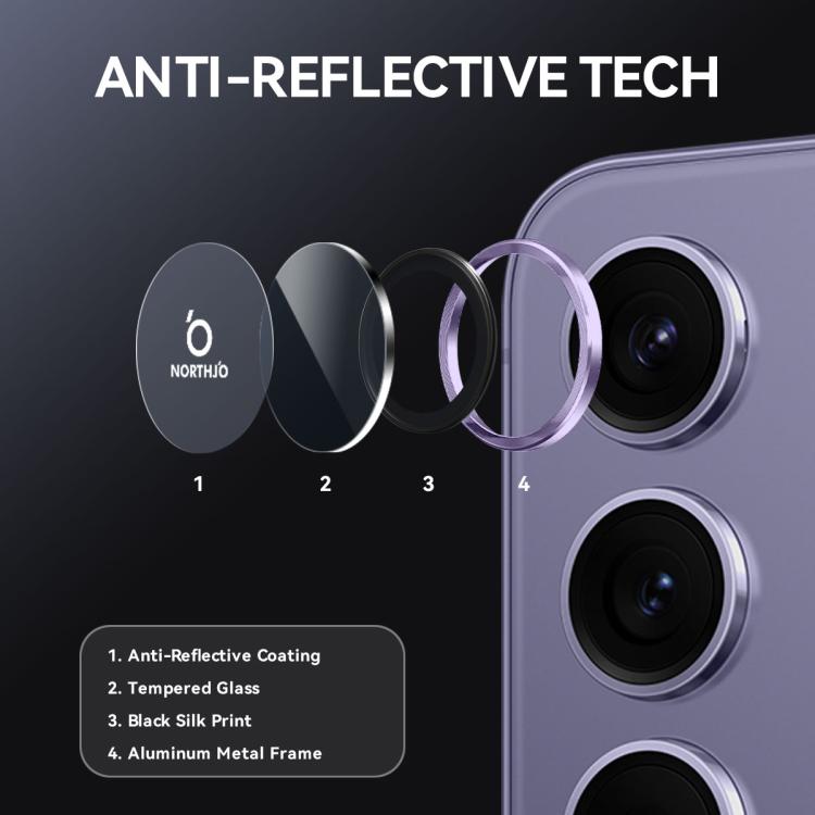 For Samsung Galaxy S25 FE 5G NORTHJO Camera Lens Protector CD Metal Ring Tempered Glass Film