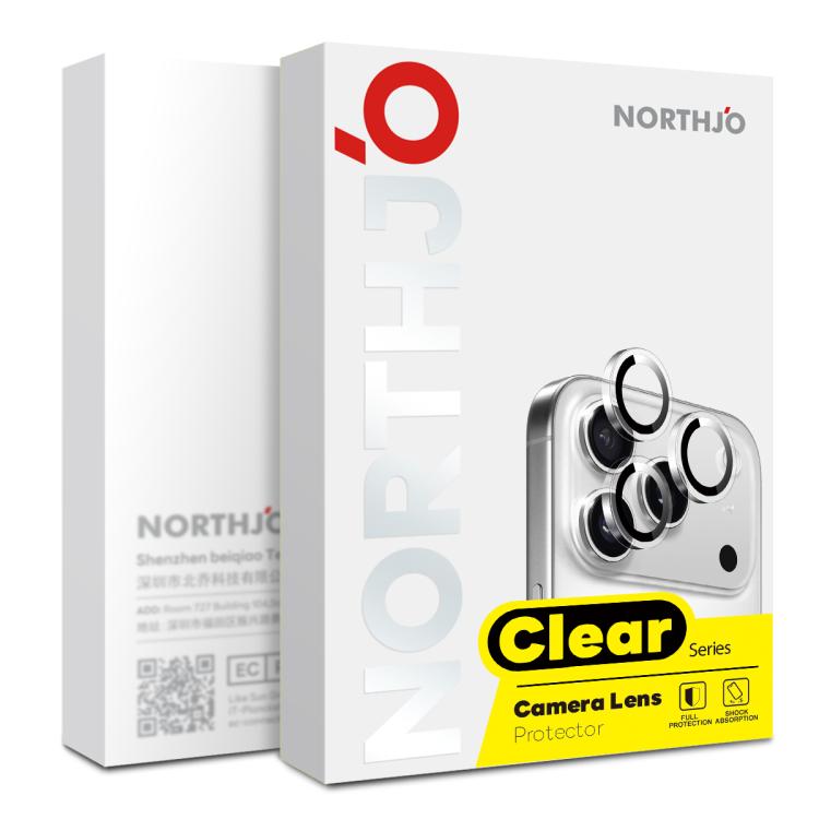For iPhone 16 / 16 Plus NORTHJO Camera Lens Protector Clear Ring Tempered Glass Film - Clear